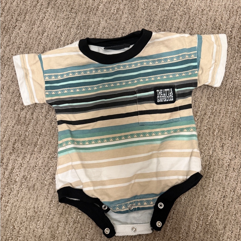 Little Surfer Dude Striped Kids One Piece - Multicolor
